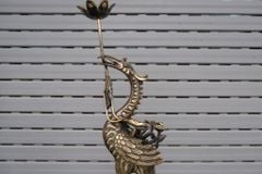 Đôi Hạc Đồng Cao 62Cm Chất Liệu Đồng Vàng Màu Hun Nâu Giả Cổ