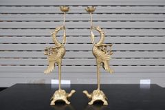 Đôi Hạc Đồng Cao 47Cm Chất Liệu Đồng Vàng