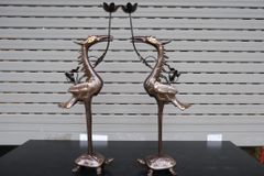 Đôi Hạc Đồng Cao 65Cm Chất Liệu Đồng Đỏ Khảm Tam Khí