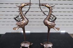 Đôi Hạc Đồng Cao 65Cm Chất Liệu Đồng Đỏ Khảm Tam Khí
