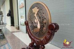 Mặt Trống Đồng Đúc - Kèm Đế Gỗ - Đường Kính 60cm