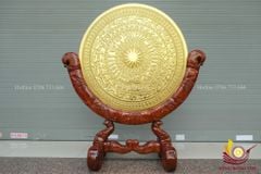 Mặt Trống Đồng Đúc- Kèm Đế Gỗ- Đường Kính 80cm Dát Vàng