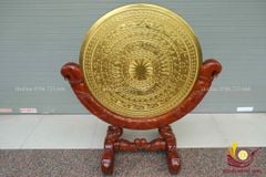 Mặt Trống Đồng Đúc- Kèm Đế Gỗ- Đường Kính 80cm Dát Vàng