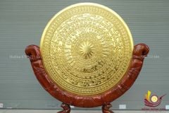 Mặt Trống Đồng Đúc- Kèm Đế Gỗ- Đường Kính 80cm Dát Vàng