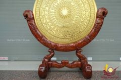 Mặt Trống Đồng Đúc- Kèm Đế Gỗ- Đường Kính 80cm Dát Vàng