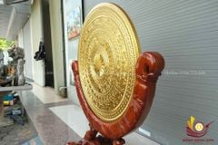 Mặt Trống Đồng Đúc- Kèm Đế Gỗ- Đường Kính 80cm Dát Vàng