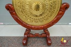 Mặt Trống Đồng Đúc- Kèm Đế Gỗ- Đường Kính 80cm Dát Vàng