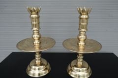 Bộ Tam Sự Nến Bằng Đồng Cát Tút Song Long Chầu Nguyệt Cao 60 Cm + Bát Hương 20Cm