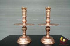 Bộ Ngũ Sự Bằng Đồng Đỏ- Họa Tiết Song Long Chầu Nguyệt - Cao 70cm + Mâm Bồng 35
