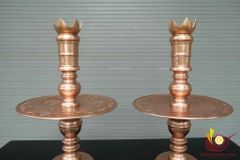 Bộ Tam Sự Nến Bằng Đồng Đỏ Song Long Chầu Nguyệt Cao 70 Cm