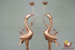 Bộ Ngũ Sự Bằng Đồng Đỏ- Họa Tiết Song Long Chầu Nguyệt - Cao 70cm