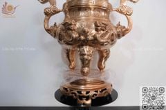 Bộ Ngũ Sự Bằng Đồng Đỏ Song Long Chầu Nguyệt Cao 60 Cm
