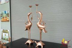 Bộ Tam Sự Hạc Bằng Đồng Đỏ Song Long Chầu Nguyệt Cao 70 Cm
