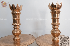 Bộ Tam Sự Nến Bằng Đồng Đỏ Song Long Chầu Nguyệt Cao 60 Cm