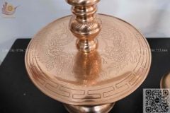 Bộ Tam Sự Nến Bằng Đồng Đỏ Song Long Chầu Nguyệt Cao 60 Cm