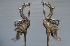 Bộ Đỉnh Đồng Ngũ Sự Đồng Vàng Song Long Chầu Nguyệt Màu Hai Công Nghệ Cao 60 Cm+ Bộ Ba Đài