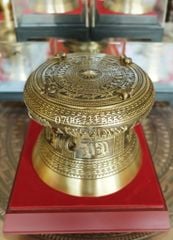 Trống Đồng Đông Sơn Đường Kính 15Cm Cao 13Cm Chất Liệu Đồng Vàng