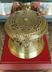 Trống Đồng Đông Sơn Đường Kính 15Cm Cao 13Cm Chất Liệu Đồng Vàng