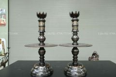 Bộ Ngũ Sự Bằng Đồng Đỏ Khảm Ngũ Sắc Song Long Chầu Nguyệt Cao 60 Cm