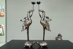 Bộ Đỉnh Đồng Ngũ Sự Đồng Đỏ Khảm Ngũ Sắc Song Long Chầu Nguyệt Cao 60 Cm + Bát hương 18 + Ngai 5 chénHương