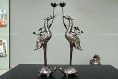 Bộ Ngũ Sự Bằng Đồng Đỏ Khảm Ngũ Sắc Song Long Chầu Nguyệt Cao 60 Cm