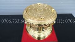 Trống Đồng Đông Sơn Dát Vàng Đường Kính 25Cm Chất Liệu Đồng Vàng