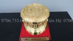 Trống Đồng Đông Sơn Dát Vàng Đường Kính 25Cm Chất Liệu Đồng Vàng