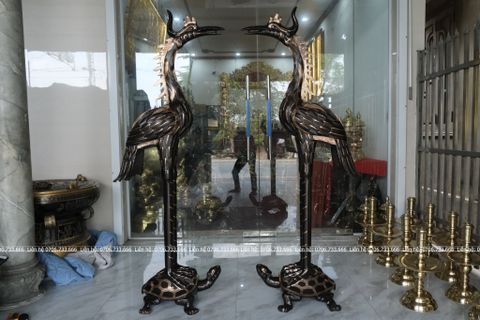 Đôi Hạc Đồng Cao 175Cm Chất Liệu Đồng Đỏ Phớt Nỉ