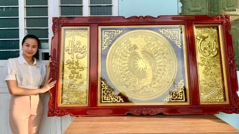 Tranh Trống Đồng Hưng Thịnh Kích Thước 197*117 Cm Khung Chữ Nhật