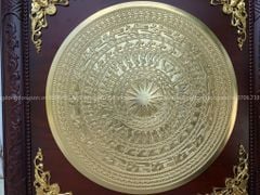 Tranh Trống Đồng Mặt Trống Khung Gỗ Hương Dát Vàng 9999 Kích Thước 115*115 Cm Khung Vuông
