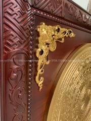 Tranh Trống Đồng Mặt Trống Khung Gỗ Hương Dát Vàng 9999 Kích Thước 115*115 Cm Khung Vuông