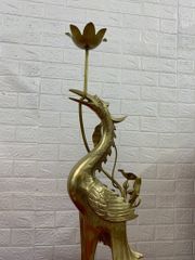 Bộ Tam Sự Hạc Bằng Đồng Cát Tút Song Long Chầu Nguyệt Cao 50 Cm
