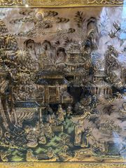 Tranh Cội Nguồn Quê Hương Đồng Đỏ Cạo Xước Giả Cổ Khung Đục Hoa Tây Kích Thước 255*155 Cm