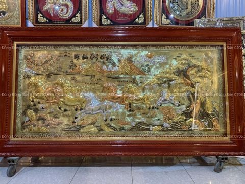 Tranh Đồng Mã Đáo Thành Công 170*90 Cm Nền Vàng Cạo Xước