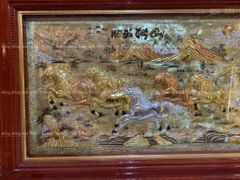 Tranh Đồng Mã Đáo Thành Công 197*107 Cm Nền Vàng Cạo Xước