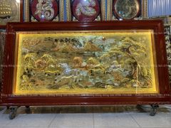 Tranh Đồng Mã Đáo Thành Công 197*107 Cm Nền Vàng Cạo Xước