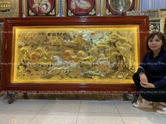 Tranh Đồng Mã Đáo Thành Công 230*120 Cm Nền Vàng Cạo Xước