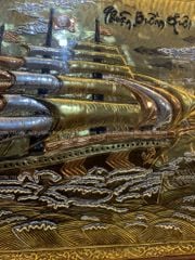 Tranh Thuận Buồm Xuôi Gió Kích Thước 197*107 Cm Đồng Vàng Xước Dát Vàng-  Khung Hoa Tây