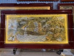 Tranh Đồng Thuận Buồm Xuôi Gió 230*120 Cm Đồng Vàng Xước Dát Vàng Khung Trơn