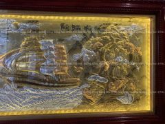Tranh Đồng Thuận Buồm Xuôi Gió 197*107 Đồng Vàng Xước Dát Vàng Khung Trơn