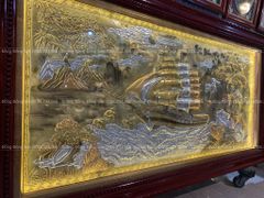 Tranh Đồng Thuận Buồm Xuôi Gió 230*120 Cm Đồng Vàng Xước Dát Vàng Khung Trơn