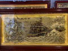 Tranh Đồng Thuận Buồm Xuôi Gió 197*107 Cm Nền Giả Cổ Khung Trơn