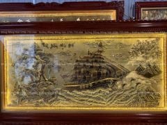 Tranh Đồng Thuận Buồm Xuôi Gió 170*90 Cm Nền Giả Cổ Khung Trơn