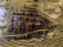 Tranh Đồng Thuận Buồm Xuôi Gió 170*90 Cm Nền Giả Cổ Khung Trơn