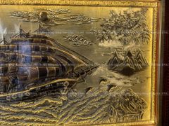 Tranh Đồng Thuận Buồm Xuôi Gió 197*107 Cm Nền Giả Cổ Khung Trơn