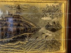 Tranh Đồng Thuận Buồm Xuôi Gió 170*90 Cm Nền Giả Cổ Khung Trơn