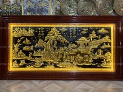 Tranh Đồng Quê Nền Đen Dát Vàng Kích Thước 230*120 Cm