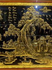 Tranh Đồng Quê Nền Đen Dát Vàng Kích Thước 230*120 Cm