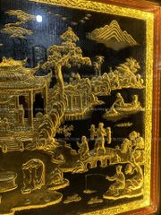 Tranh Đồng Quê Nền Đen Dát Vàng Kích Thước 230*120 Cm