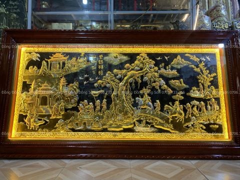 Tranh Đồng Vinh Quy Bái Tổ Kích Thước 197*107 Cm Nền Đen